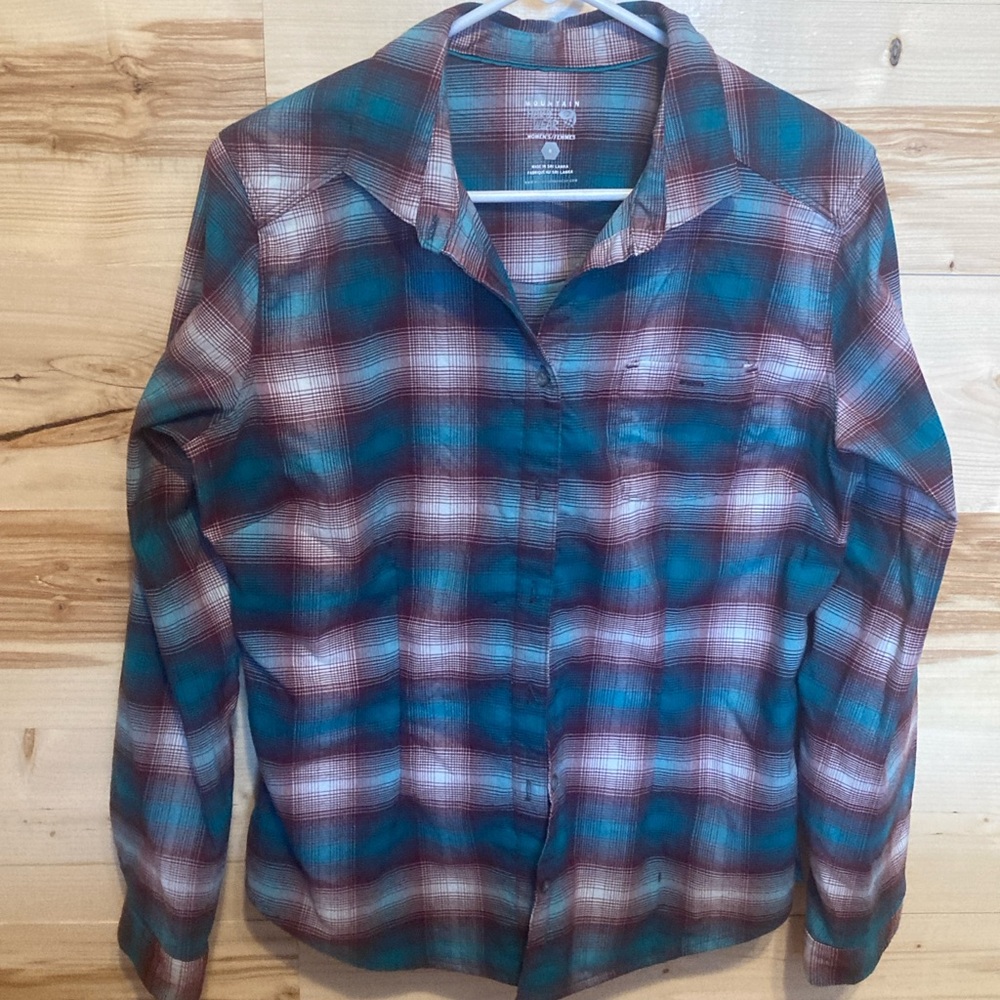 Women’s Mtn Hardwear Teal and Purple Flannel Shirt